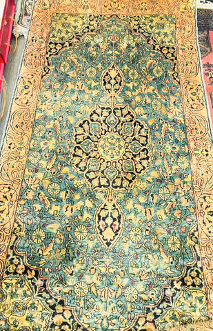 3x5 Pakistani Carpet Rug 100% Pure Silk Turquoise Sea Green Teal Kashmir Pakistan Floral