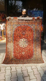 5x7 Pakistani Carpet Rug 100% Pure Silk Red Maroon Crimson Kashmir Pakistan Floral