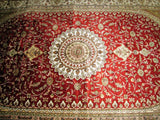Persian Rug 5x8 Turkmen Carpet Tribal 100% Silk Medallion Red Maroon Bohemian