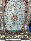 6x9 Pakistan Carpet Rug Persian Silk Wool Blend Hand Knotted Turquoise Sea Green Teal New