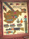 AFGHAN WAR RUG tribal ak47 kalashnikov gun tank rpg 2x2.5 battle carpet antique