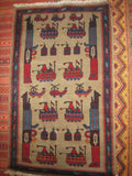 AFGHAN WAR RUG tribal ak47 kalashnikov gun tank rpg 3x5 large battle carpet antique