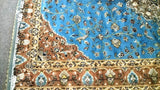 Pakistani Carpet Rug Silk Wool Blend Turquoise Light Blue Green Persian Aqua 6x9