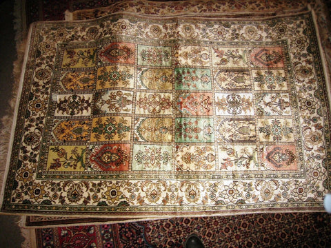 Persian Rug 4'x6' Pakistani Carpet Tribal 100% Silk Bakhtiari Bakhtiar Baktiari