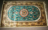 Persian Rug 2.5'x4' Turkmen Carpet Tribal 100% Silk 600 kpsi Green Turquoise New