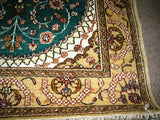 Persian Rug 2.5'x4' Turkmen Carpet Tribal 100% Silk 600 kpsi Green Turquoise New
