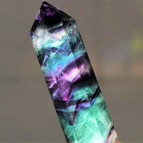 Fluorite Crystal Single Pointed Quartz Pencil Healing Rainbow Gem