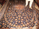 Iranian Kashan Carpet 13x10 Persian Rug Large Size Blue