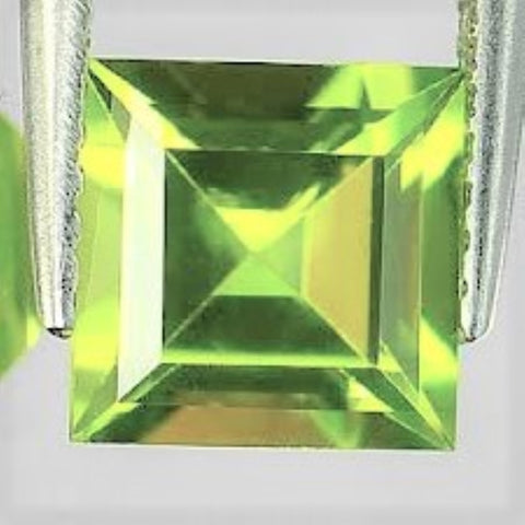 Peridot Square Cut Gem Lime Green Pakistan Natural Stones