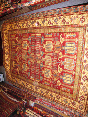 PERSIAN ORIENTAL CARPET rug khazar bukhara afghan afghanistan 5x8 hand knotted 100% wool traditional bed living room red patu baluch new