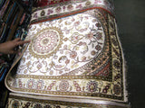 Silk Rug, 2x3 Size, Pakistani Sindhi Design, Red, White, Floral Pattern