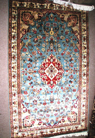 PERSIAN CARPET ORIENTAL rug genuine tharparkar sindhi pakistani indian design 3x5 hand knotted wool silk blend bedroom turquoise green kilim