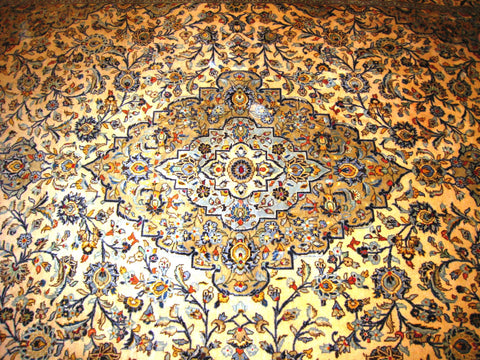 PERSIAN ORIENTAL CARPET rug genuine kerman iran iranian 9x13 kirman new 100% wool traditional beautiful new bed living room home beige patu