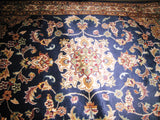 Persian Carpet Oriental Rug genuine tharparkar sindhi indian design 3x5 hand knotted silk wool blend floral living room navy blue royal
