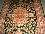 Persian Carpet Oriental Rug genuine ethnic sindhi indian design 3x5 hand knotted silk wool blend floral living room dark green olive new