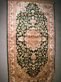 Persian Carpet Oriental Rug genuine ethnic sindhi indian design 3x5 hand knotted silk wool blend floral living room dark green olive new