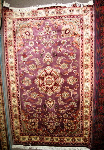 PERSIAN CARPET ORIENTAL rug genuine tharparkar sindhi pakistani indian design 3x5 hand knotted wool silk blend bedroom purple plum violet