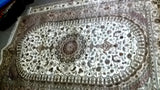 PERSIAN ORIENTAL CARPET rug genuine Turkish Turkey Turk qom 5x8 hand knotted 100% silk masterpiece brand new bed living room beige